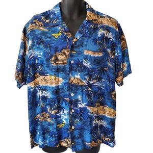 Mens Vintage blue  OP Hawaiian shirt medium